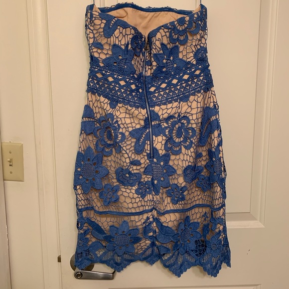 Endless Rose Blue Strapless Lace Dress - Picture 3 of 4